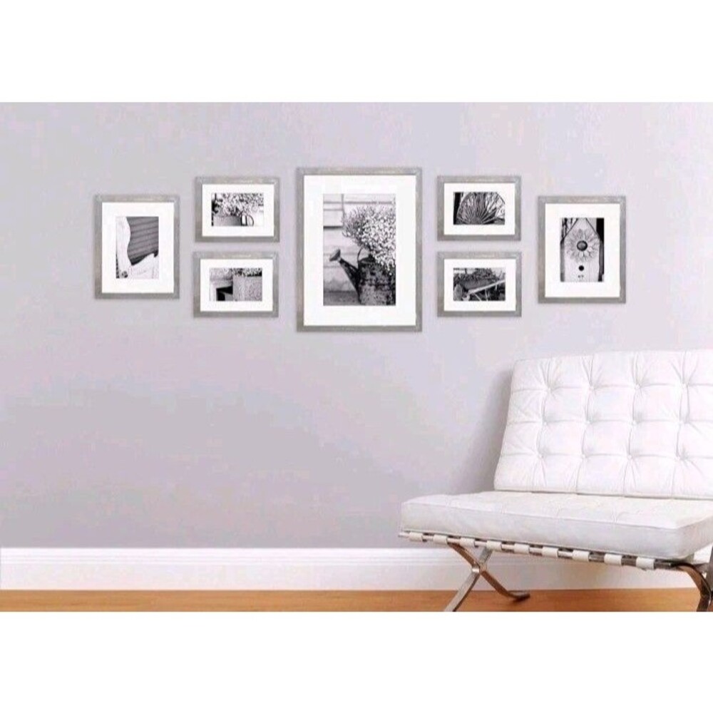 Gallery Perfect 7 Pc Grey Wash Photo Frame Gallery Kit Decorative Art Prints Set - Picture 8 of 8